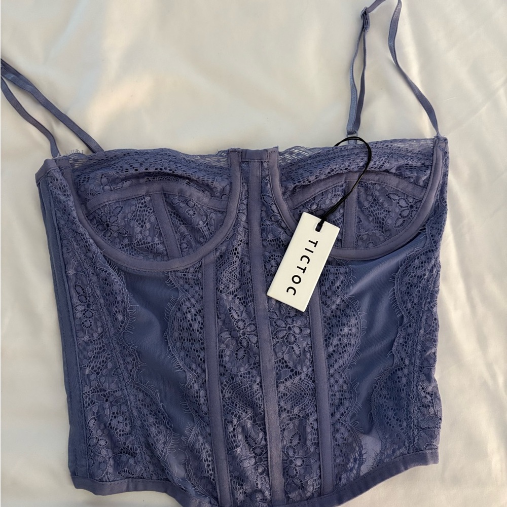 Tictoc Women's Lace Crop Top - Purple